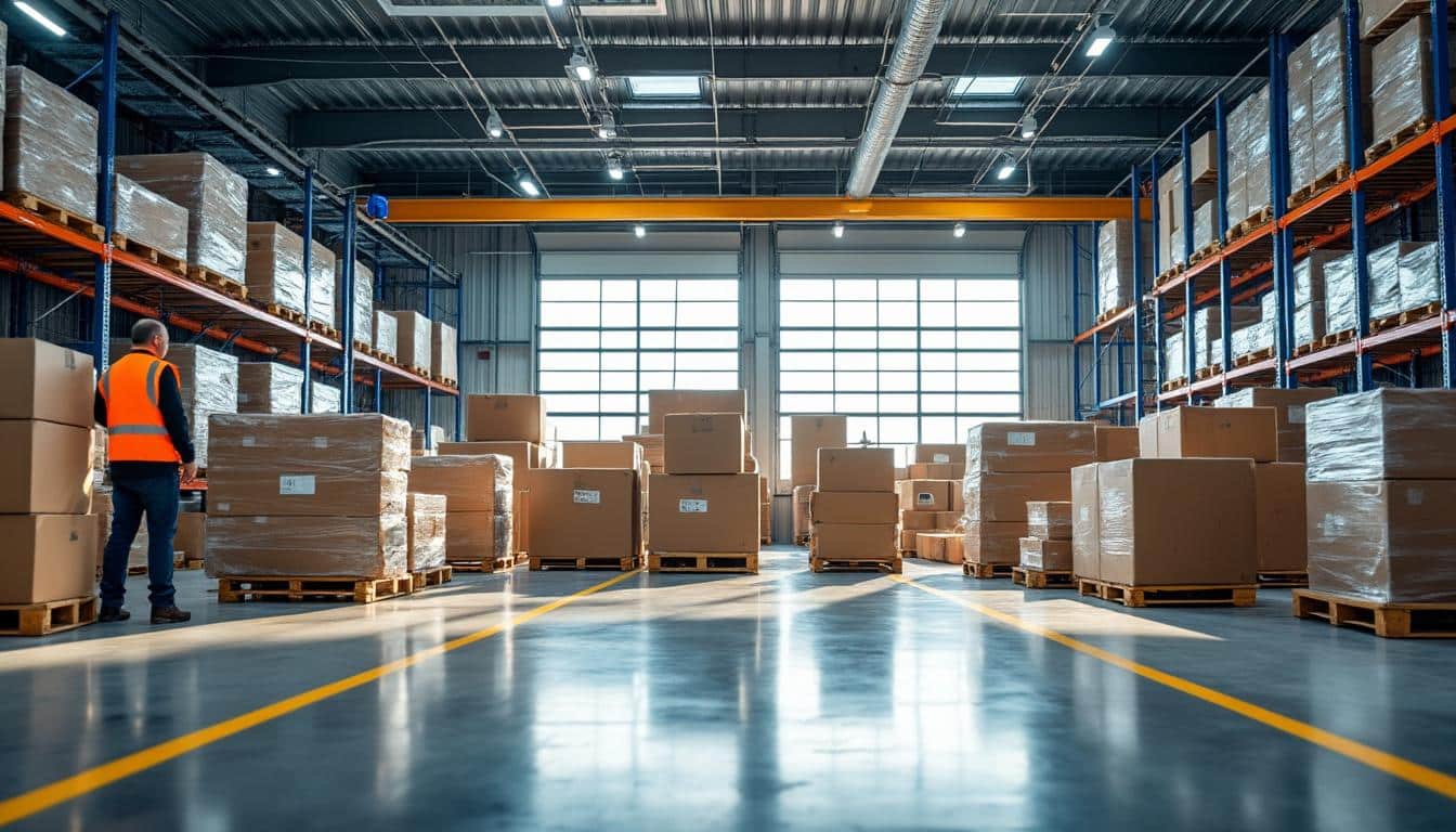 Marquage au sol dans un entrepôt logistique : sécurité et efficacité