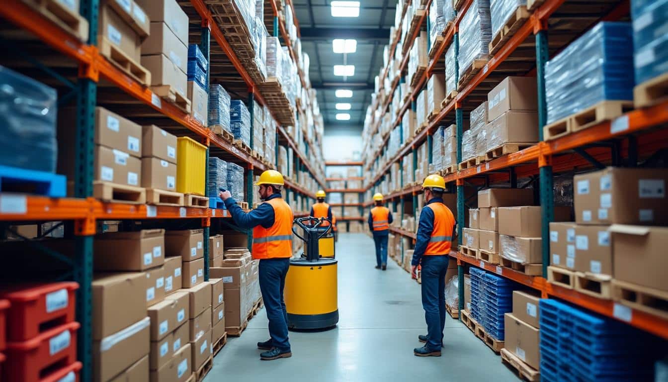 Illustration: Fonctionnement du rack logistique dans un entrepôt moderne